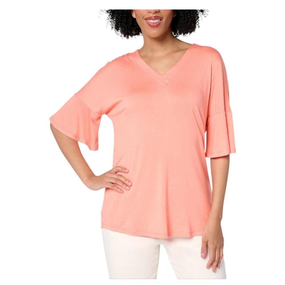 Brandis Women's Dress Out Loud Flutter Sleeve Flutter Slv Top Coral - Regular
